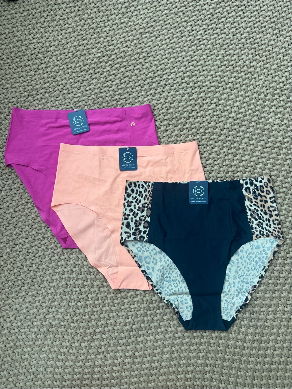 NWT Evelyn Bobbie High-Waisted Retro Bikini Bundle(3) Leopard Coral Pink (16-24)